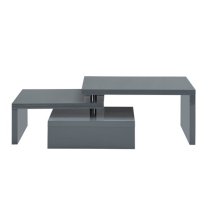 Design Rotating High Gloss Coffee Table With 3 Tops In Grey