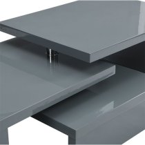 Design Rotating High Gloss Coffee Table With 3 Tops In Grey