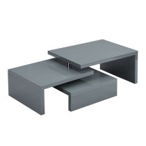 Design Rotating High Gloss Coffee Table With 3 Tops In Grey