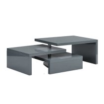 Design Rotating High Gloss Coffee Table With 3 Tops In Grey