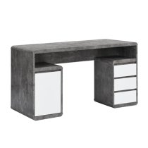 Florentine Wooden Computer Desk In Concrete Effect And Gloss White