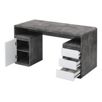 Florentine Wooden Computer Desk In Concrete Effect And Gloss White