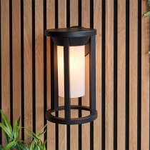 Braden White Shade Wall Light In Textured Black