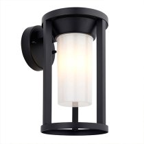 Braden White Shade Wall Light In Textured Black