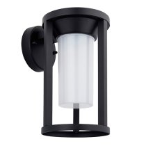 Braden White Shade Wall Light In Textured Black