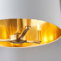 Harvey Round White Shade Pendant Light In Brushed Gold