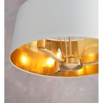 Harvey Round White Shade Pendant Light In Brushed Gold