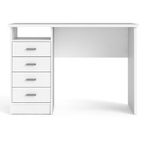 Frosk Wooden Computer Desk With 4 Drawers In White