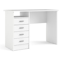 Frosk Wooden Computer Desk With 4 Drawers In White