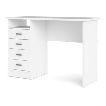 Frosk Wooden Computer Desk With 4 Drawers In White