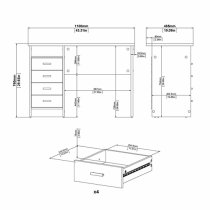 Frosk Wooden Computer Desk With 4 Drawers In White