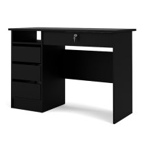 Frosk Wooden Computer Desk With 4 Handle Free Drawers In Black