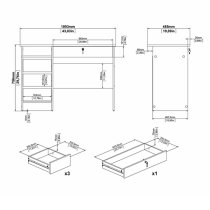 Frosk Wooden Computer Desk With 4 Handle Free Drawers In Black