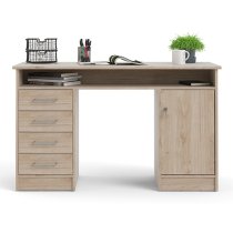 Frosk Wooden Computer Desk 1 Door 4 Drawers In Oak