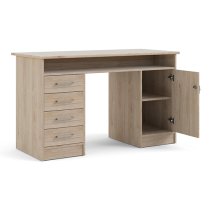 Frosk Wooden Computer Desk 1 Door 4 Drawers In Oak