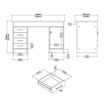 Frosk Wooden Computer Desk 1 Door 4 Drawers In Oak