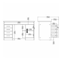 Frosk Wooden Computer Desk 1 Door 4 Drawers In Oak