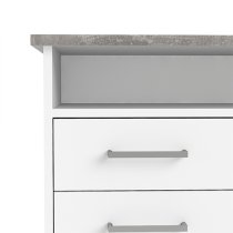 Frosk Wooden Computer Desk 1 Door 4 Drawers In White And Grey