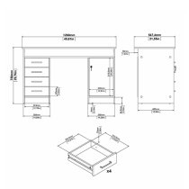 Frosk Wooden Computer Desk 1 Door 4 Drawers In White And Grey