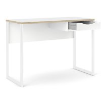 Frosk Wooden Computer Desk In White With Oak Trim