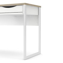 Frosk Wooden Computer Desk In White With Oak Trim