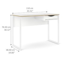 Frosk Wooden Computer Desk In White With Oak Trim