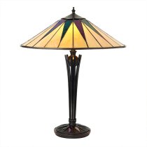 Dark Star 2 Lights Tiffany Glass Table Lamp In Dark Bronze