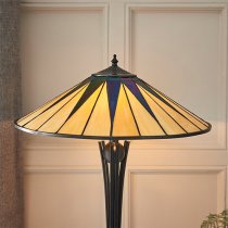 Dark Star 2 Lights Tiffany Glass Table Lamp In Dark Bronze