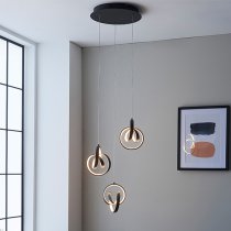 Cosma LED 3 Lights Pendant Light In Textured Black