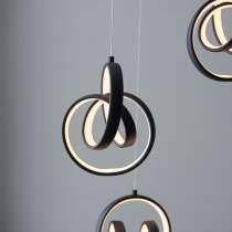 Cosma LED 3 Lights Pendant Light In Textured Black