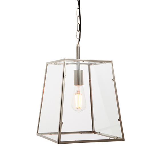 Hurst 1 Light Clear Glass Pendant Light In Bright Nickel