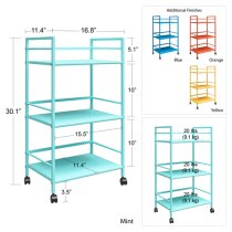 Caches Metal Rolling Drinks Trolley With 3 Shelves In Spearmint