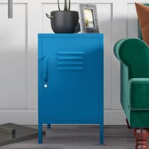 Cerritos Metal Side Table With 1 Door In Blue