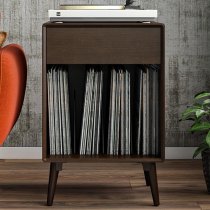 Brittan Wooden Turntable Storage Cabinet In Walnut