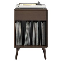 Brittan Wooden Turntable Storage Cabinet In Walnut