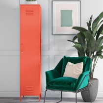 Caches Metal Locker Storage Cabinet With 1 Door In Orange