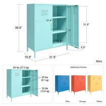 Caches Metal Locker Storage Cabinet With 2 Doors In Spearmint