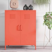 Cerritos Metal Narrow Storage Cabinet With 2 Doors In Orange