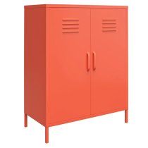 Cerritos Metal Narrow Storage Cabinet With 2 Doors In Orange