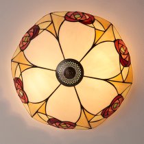 Ingram 2 Lights Tiffany Glass Flush Ceiling Light In Dark Bronze