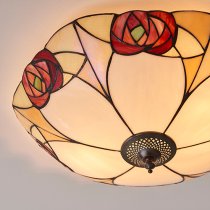 Ingram 2 Lights Tiffany Glass Flush Ceiling Light In Dark Bronze