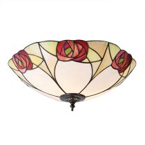 Ingram 2 Lights Tiffany Glass Flush Ceiling Light In Dark Bronze