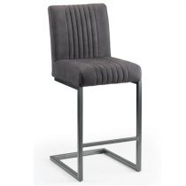 Barras Charcoal Grey Faux Leather Bar Stools In Pair