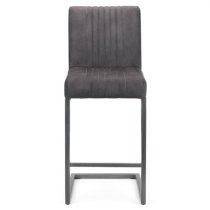 Barras Charcoal Grey Faux Leather Bar Stools In Pair