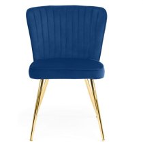 Caledon Velvet Dining Chair In Blue With Gold Metal Legs