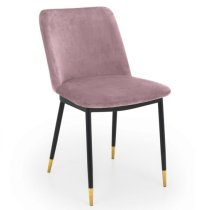 Daiva Dusky Pink Velvet Upholstered Dining Chairs In Pair