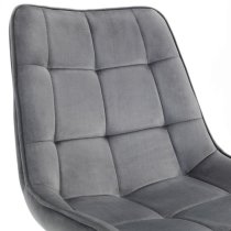 Hadas Velvet Dining Chair In Grey With Black Metal Legs