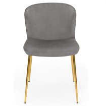 Haimi Velvet Dining Chair In Grey With Gold Metal Legs