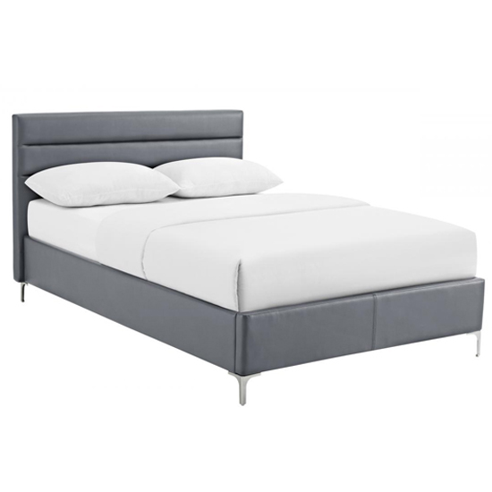 Agneza PU Leather Double Bed In Grey