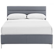 Agneza PU Leather Double Bed In Grey